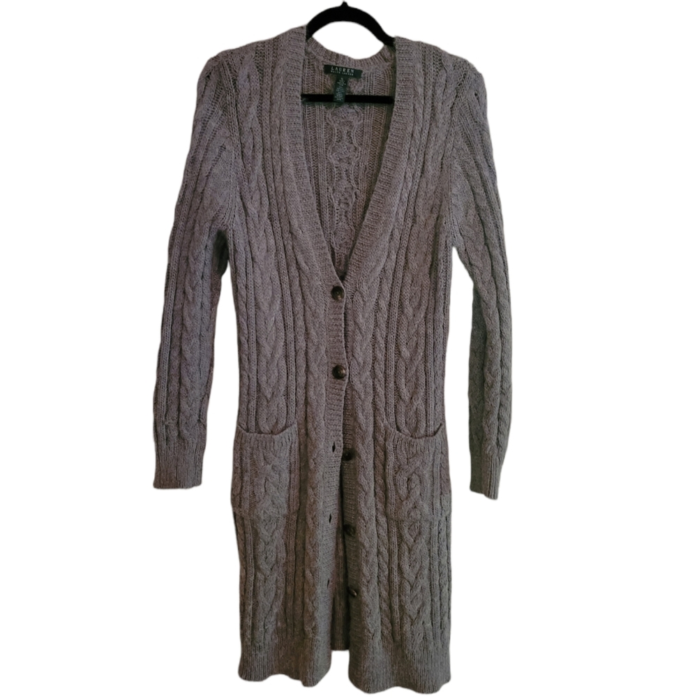 Lauren by Ralph Lauren Gray Cableknit Sweater | XL
